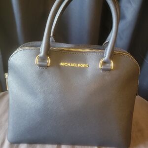 Michael Kors Navy Saffiano Leather Dome Satchel